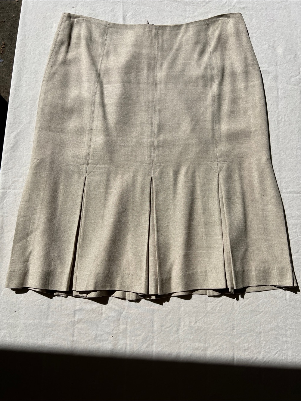 Vintage Searle Champagne Silk/Linen Look Pleated Skirt Minimalist
